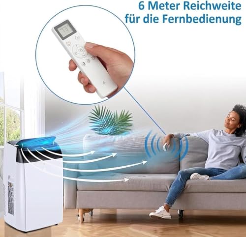 3-in-1 Mobiles Klimagerät 10000 BTU – Schnelles Kühlen, Ventilator & Luftentfeuchter – Energieklasse A+, leiser Betrieb, 2 Geschwindigkeiten, 24h-Timer, Fernbedienung – Für Zuhause & Büro – Schwarze