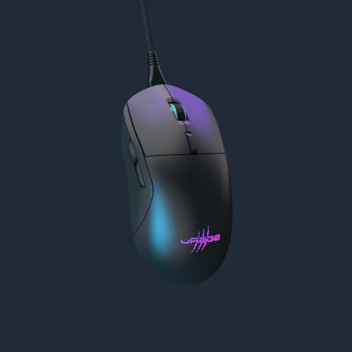 uRage Gaming-Maus mit Kabel „Reaper 250“ (Rainbow LED, ultra leicht, Rechtshänder, 6 programmierbare Tasten, 6.200 dpi, optischer Sensor, Software, abnehmbares Kabel) schwarz