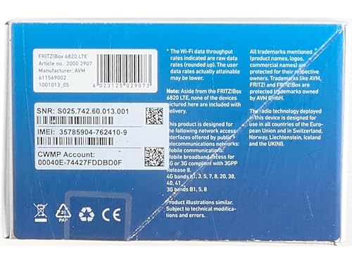 Fritz!Box 6820 LTE (LTE (4G) und UMTS (3G), WLAN N bis 450 MBit/s, 1 x Gigabit-LAN, Internationale Version)