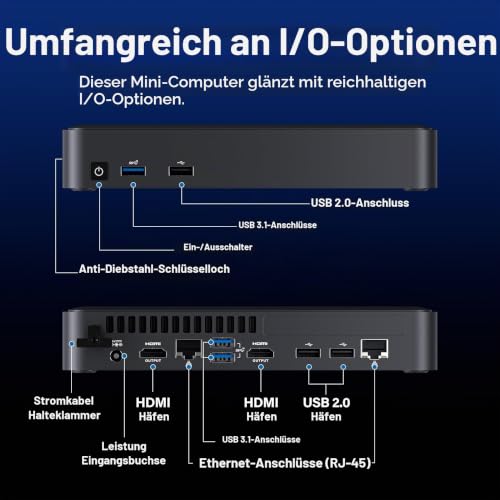 Intel NUC Pro Chassis Element Mini-PC, integriertes NUC 8 Compute Element, Core i7-8665U, 8GB RAM, 256GB SSD, Win 11 Pro, WiFi 5, BT 5.1, Dual GbE, 2×HDMI, Intel vPro Plattform, Industrie-/Business-PC