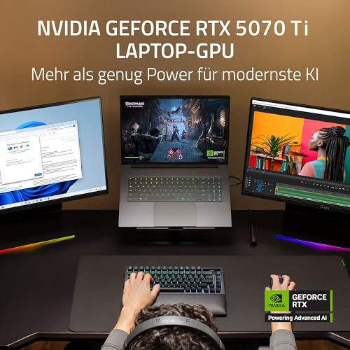 Razer Blade 18 (2025) - 18 Zoll Gaming-Laptop - NVIDIA GeForce RTX 5070 Ti - Intel Core Ultra 9 275HX - 18" Dual Display UHD+ 240Hz - FHD+ 440Hz - 32GB DDR5-1TB SSD - QWERTZ DE-Layout | Schwarz