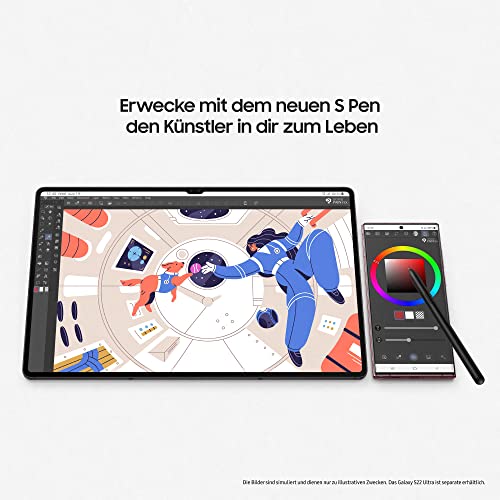 Samsung Galaxy Tab S8+, 12,4 Zoll, 128 GB interner Speicher, 8 GB RAM, Wi-Fi, Android Tablet inklusive S Pen, Graphite, inkl. 36 Monate Herstellergarantie