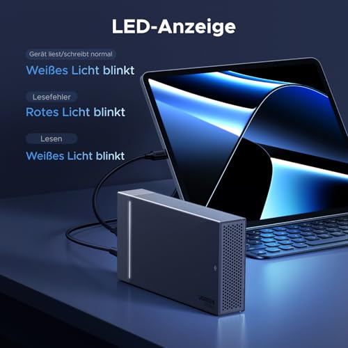 UGREEN 40Gbps Festplatten Dockingstation,NVMe Dual Bay und Offline-Klonen | USB4 NVMe Docking Station mit Kühllüfter,M2 NVMe SSD Festplattengehäuse mit Offline-Klonen und Software-RAID-Konfigurationen