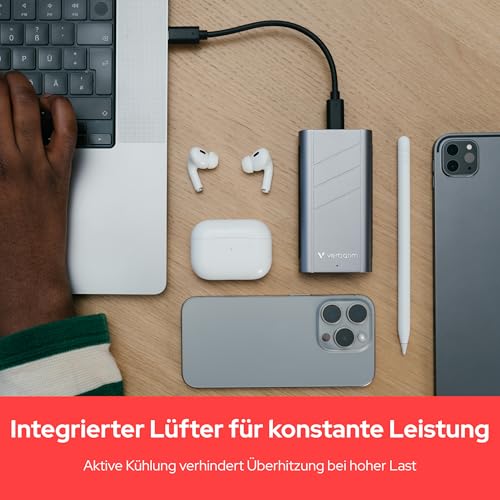 Verbatim TurboMetal Portable SSD 1TB USB4 40Gbps Externe SSD 3700MB/s | Mit USB4, bis 3700MB/s Lesen und 3600MB/s Schreiben für professionelle Datenübertragung und Backups