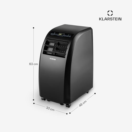 Klarstein Metrobreeze Rome Smart Mobile Klimaanlage – 10000 BTU, 29-49 m², App & Alexa Steuerung, Energieeffizienz A+, 3-in-1 Kühlen, Trocknen & Ventilator, Inkl. Abluftschlauch & Fensterkit, Schwarz