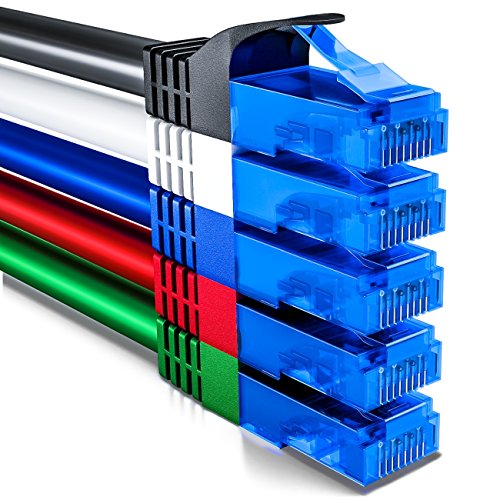 deleyCON 1m CAT6 Netzwerkkabel Set U-UTP RJ45, 5 Stück - Bunt