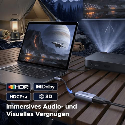 UGREEN 4K 30Hz Mini Displayport auf HDMI Adapter Unidirektional | Aluminium Mini DP auf HDMI Thunderbolt 1/2 Unterstützt 4K 30Hz 2K 60Hz 1080P 120Hz, 10,2 Gbit/s, HDR, Plug-and-Play