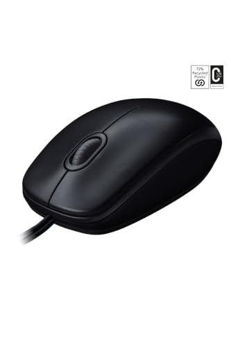 Logitech M90 Maus mit Kabel | 1000 DPI Sensor, USB-Anschluss, 3 Tasten, Für Links- und Rechtshänder, PC/Mac - Schwarz