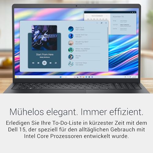 Dell 15 Laptop - Intel Core 3 100U, 8GB DDR5 RAM, 512GB SSD | 15,6" FHD entspiegelt, Intel UHD Grafik, Deutsch QWERTZ Tastatur, Windows 11 Home (Netzteil separat erhältlich)
