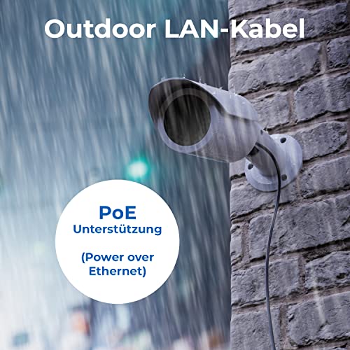 deleyCON 2m CAT7 Outdoor Netzwerkkabel RJ45 10 Gbit/s S/FTP Kupfer | Ethernet LAN Patchkabel für Außenbereich, witterungsbeständig, für Kameras, PoE, Camping uvm.