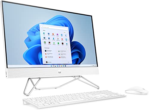 HP All-in-One 24-cb1002ss Bundle PC (23,8 Zoll) Full HD (1920 x 1080, IPS, Intel Core i5-1235U, 16GB RAM, 512GB SSD, Intel Iris Xe Graphics, Windows 11 H) ome, Anti-Reflektierend Schneeweiß