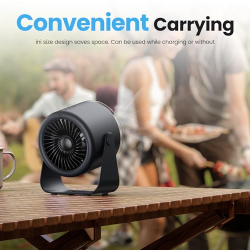 WSKEN Wiederaufladbarer Ventilator Akku - Turbo Digitalanzeige 100 Geschwindigkeit, Matte Tragbarer Tischventilator,115° Rotation Starker Wind, Geräuscharme Kühlung Leise Mini Lüfter für Büro, Draußen