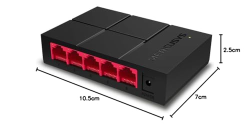 Mercusys MS105G 5-Ports Gigabit Netzwerk Switch, Automatische Aushandlung, Automatische MDI/MDIX-Umschaltung, Plug and Play, MAC-Adressen-Lernen, 105×70×24.9 mm