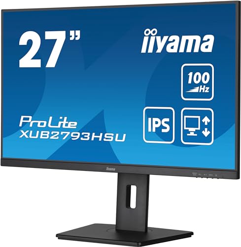 iiyama Prolite XUB2793HSU-B7 68,6cm 27" IPS LED-Monitor Full-HD 100Hz HDMI DP USB2.0 Höhenverstellung Pivot Adaptive Sync schwarz