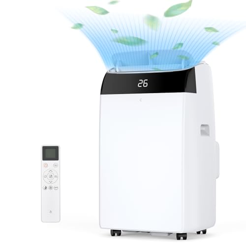 GarveeTech Tragbare Klimaanlage 12000 BTU, 4-in-1 Mobile Klimaanlage Ohne Außengerät Mit Kühlung/Entfeuchtung/Ventilation/Luftführung, Leiser Betrieb, Energieklasse A