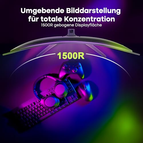Amzfast 27 Zoll Curved Gaming Monitor 240Hz, 1920x1080 FHD, VA Curved 1500R, 1ms MPRT, Adaptive Sync, 4000:1 Kontrast, 95% DCI-P3, 130% sRGB, HDR, HDMI 2.0&DP 1.4, VESA 100x100mm, AMZG27C1 Pro