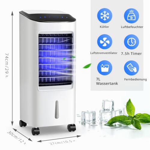 SOARS Mobile Klimaanlage ohne Abluftschlauch, 3-in-1 Luftkühler mit 7L Wassertank