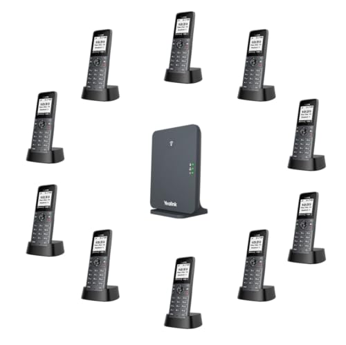 Yealink Bluetooth, WLAN, 10 Konten, Hochleistungs-SIP, 35 Stunden Sprechzeit, Dect-Telefon, IP-Telefon, Bildschirmgröße 1,8 Zoll, Schwarz