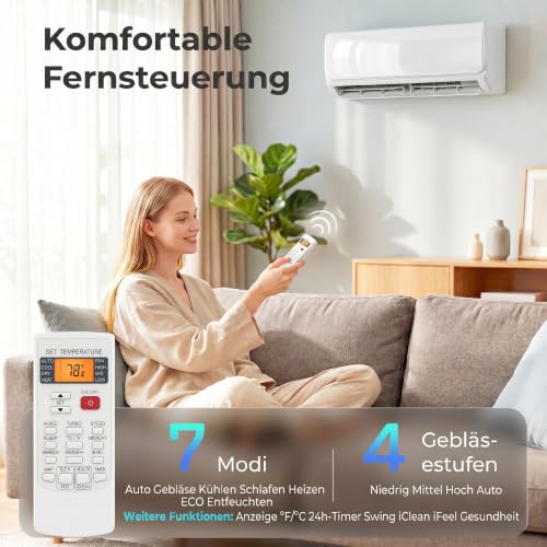 HOMCOM Split Klimaanlage 9000 BTU 2,6kW A++ Inverter Klimageräte Set