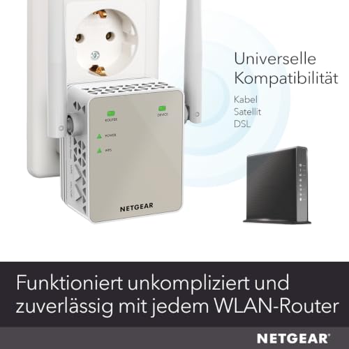 NETGEAR WLAN Repeater EX6120 WLAN Verstärker, AC1200 Dual Band WiFi, Abdeckung 2 bis 3 Räume & 20 Geräte, Geschwindigkeit bis zu 1200 MBit/s, kompaktes Design