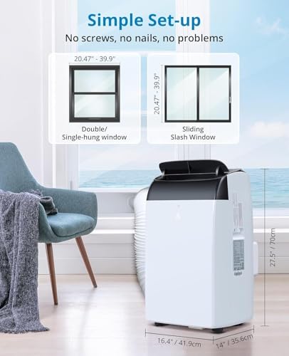 Portable Air Conditioner 12000 BTU, 3-in-1 Compact Cooler Dehumidifier and Ventilation Fan with Remote Control, Digital Display, 24 Stunden Timer and Sleep Mode, Energy Efficient Mobile AC TAC-12CPB