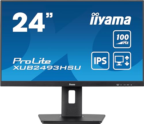 iiyama Prolite XUB2493HSU-B7 60,5cm 23,8" IPS LED-Monitor Full-HD 100Hz HDMI DP USB2.0 Höhenverstellung Pivot Adaptive Sync schwarz