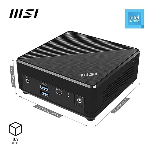 MSI Cubi N ADL S-217DE - Intel Processor N200, 8GB DDR4, 256GB M.2 SSD, USB 10Gbps Typ A Anschlüsse & HDMI 2.1, Wi-Fi, Bluetooth 5, Lüfterlos - schwarz, Windows 11 Pro