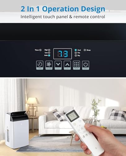Mobile klimaanlage,12000 BTU Mobiles Klimagerät mit Abluftschlauch 4 in-1 Mobile Klimaanlage Silent <52 dB+ Fernbedienung | Fenster-Installationsset |24h-Timer Ideal für Haus/BüRo