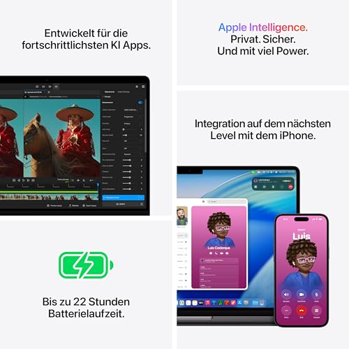 Apple MacBook Pro Laptop mit M5 Pro Chip mit 18-Core CPU und 20-Core GPU: Entwickelt für KI, 14,2" Liquid Retina XDR Display, 24 GB gemeinsamer Arbeitsspeicher, 2 TB SSD, WLAN 7; Space Schwarz