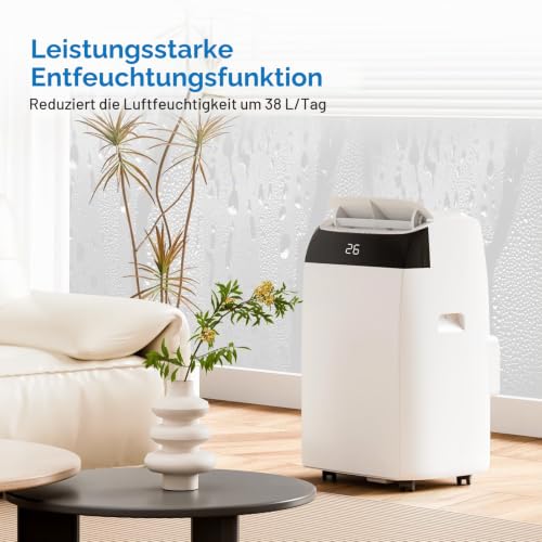 Mobile klimaanlage,10000 BTU Mobiles Klimagerät mit Abluftschlauch 4 in-1 Mobile Klimaanlage Silent <52 dB+ Fernbedienung | Fenster-Installationsset |24h-Timer Ideal für Haus/BüRo