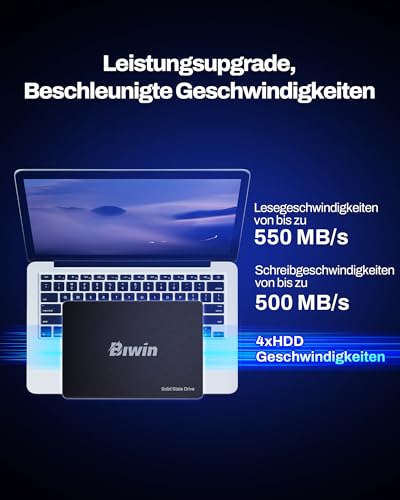BIWIN M100 SATA 3.0 SSD 512GB - bis zu 550 MB/s Lesen - 6 Gb/s Internes Solid State Drive 2,5" für Laptop & Desktop – Schnell, Leise, Stoßfest