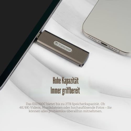 Transcend 2TB ESD330C Portable SSD, bis 1050 MB/s, Metallgehäuse, USB-C