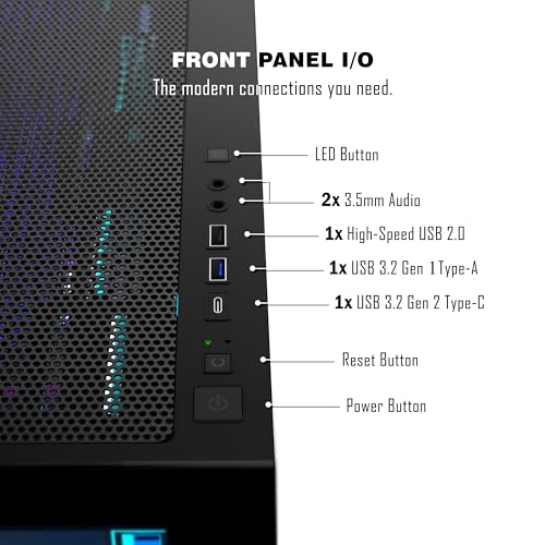 KEDIERS PC Gehäuse Vorinstallierter 7 × 120MM PWM ARGB Lüfter, ATX Mid Tower PC Gehäuse, Computergehäuse mit Panoramaaussicht Gehärtetes Glas Front Panel,Schwarz，P4 ARGB