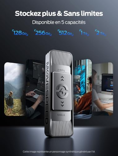 MOVE SPEED Externe SSD 1TB, Externe Festplatte mit bis zu 560MB/s Lesegeschwindigkeit, SSD Extern mit Dual-Ports & Push-Pull Design, Typ-C + USB 3.2 Portable SSD für iPhone 17/16/15/Android/Mac