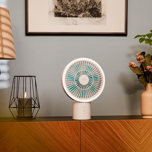 Cecotec Akku-Tischventilator EnergySilence 8000 Portable Desk, 8.000 mAh | 20 cm Durchmesser, LED-Leuchtring mit 3 Helligkeitsstufen, 360° Oszillation, 4 Geschwindigkeiten, neigbar