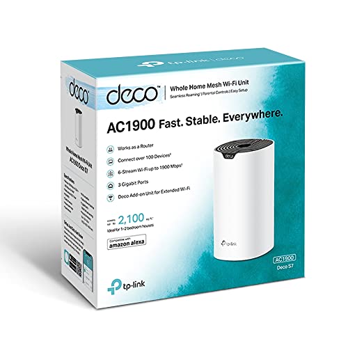 [Neu] TP-Link Deco S7 WLAN-Router Mesh AC1900Mbps, Router und Repeater, Kindersicherung, kompatibel mit Amazon Alexa, 3 Gigabit-Ethernet-Ports, Kindersicherung, Verbinden Sie über 100 Geräte