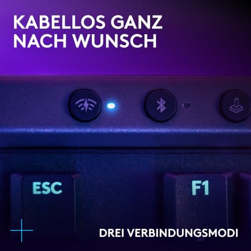 Logitech G G515 LIGHTSPEED TKL kabellose flache Gaming-Tastatur (Schwarz) | LIGHTSYNC RGB, dünnes Profil ohne Ziffernblock, PBT-Tastenkappen, taktile mechanische Switches, Deutsches QWERTZ-Layout