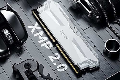 Lexar ARES RGB DDR4 RAM 16GB Kit (8GB x 2) 4000 MHz, DRAM 288-Pin U-DIMM Desktop Memory, XMP 2.0 Hochleistungs Arbeitsspeicher, CL18-22-22-42, PC4-32000, Weiß (LD4EU008G-R4000GDWA)