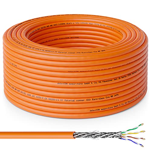 deleyCON 30m CAT.7 Verlegekabel Kupfer Starr S/FTP PIMF 1000 MHz 10 Gbit | Netzwerkkabel Installationskabel, LAN Kabel, Ethernet Datenkabel, Gigabit, LSZH halogenfrei, BauPVO, GHMT zertifiziert