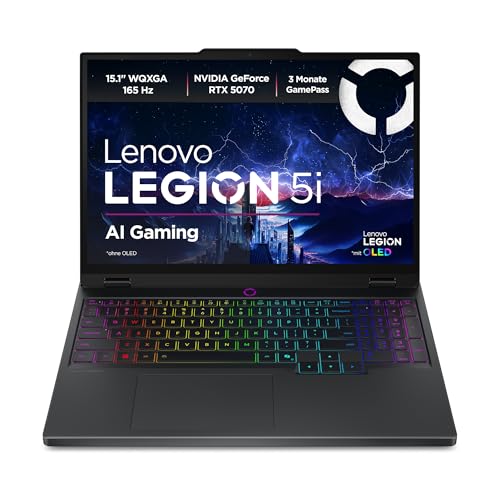 Lenovo Legion 5i | Laptop | i7| 32GB | 1TB | RTX 5070 | 15.1" WQXGA Display | 165Hz | OLED | NVIDIA RTX 5070 | Intel i7-13650HX | 32GB RAM | 1TB SSD | QWERTZ | Windows 11 | Schwarz