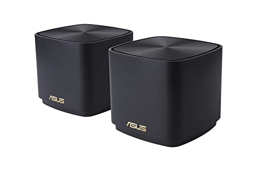 ASUS ZenWiFi XD4 Plus 2er Set AX1800 Whole-Home Mesh WiFi 6 System kombinierbarer Router (bis zu 306m² Abdeckung, AiMesh, AiProtection, Wandbefestigung, App Steuerung) schwarz