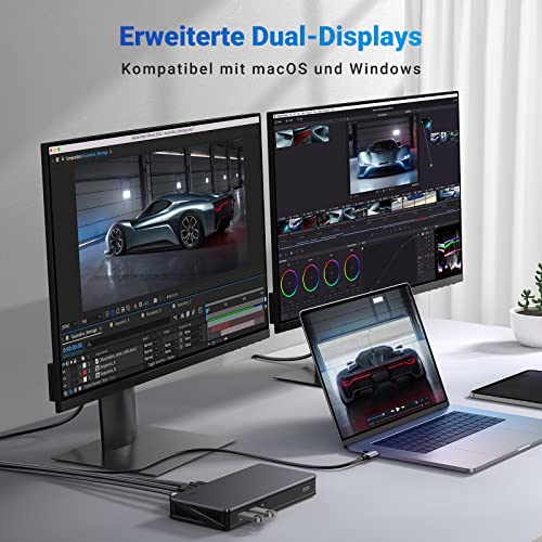 UGREEN DisplayLink Docking Station MacBook Adapter Dual Display Dock | (mit integriertem Treiber) für M1 M2 MacBook & Windows