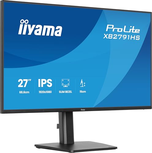 iiyama Prolite XB2791HS-B1 Full-HD IPS-Monitor | 68,6 cm, 27", 120Hz, HDMI, DP, Adaptive Sync, Höhenverstellung, Lautsprecher, Kopfhöreranschluss, Energieklasse C, schwarz