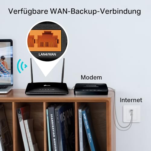 TP-Link Archer MR202 LTE Router, 4G Router SIM Karte, WLAN Dual-Band AC750, 4G Cat4 bis zu 150 Mbit/s, 4 Ports, Plug and Play, MU-MIMO, TP-Link One Mesh