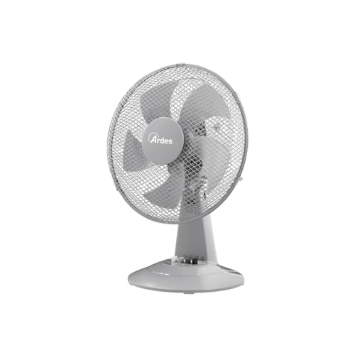 Ardes STEELO 30G Tischventilator 40W 30 cm Grau mit Automatischer Oszillation, Neigungsverstellung, 3 Leise Geschwindigkeiten und 5 Flügel
