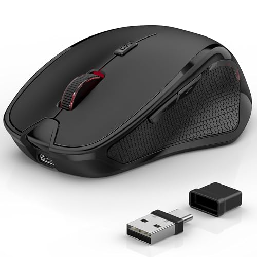 Azmall Ergonomische Maus Kabellos für Laptop/PC/MacBook/iPad, 2.4GHz & Bluetooth Büro Stumme Funkmaus, 1600 DPI Optical Tracking Für Links und Rechtshänder (Schwarz, Silent Kabellose Maus)