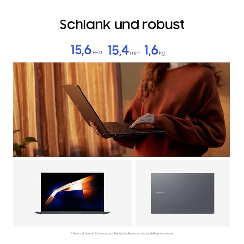 Samsung Galaxy Book4 Notebook, 15,6-Zoll-Display, Intel Core 3-Prozessor, 8 GB RAM, Laptop mit 256 GB Speicher, Gray, 3 Jahre Herstellergarantie [Exklusiv auf Amazon]