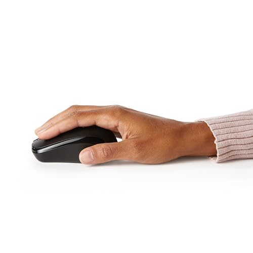 Amazon Basics Funkmaus für Laptop und PC, Kabellos, Schwarz, USB-Nano-Empfänger