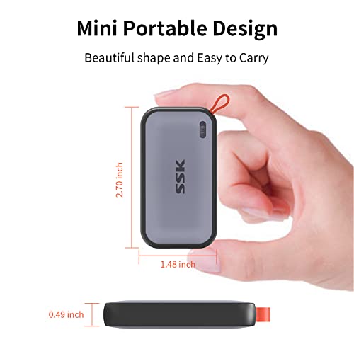 SSK SSD Festplatte Extern 1TB, bis zu 1050 MB/s, Portable Externe NVME SSD | USB3.2 Gen2, LED-Anzeige, ProRes 4K, wasser-&staubdicht, USB-C&A-Kabel,Solid State Drive für Typ-C-phones, PS5, Xbox, Mac, PC