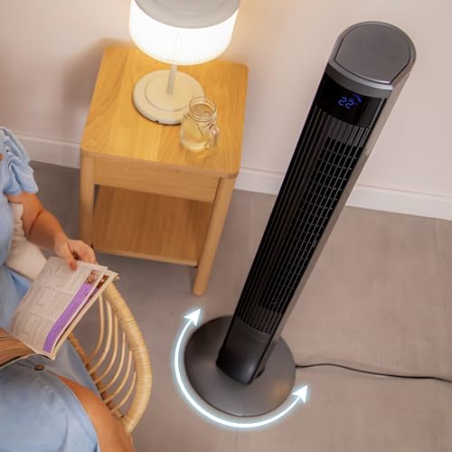 Cecotec Turmventilator EnergySilence 470 Max Skyline Ionic, 47 Zoll | DC-Motor, Ionisator, Touch-Bedienung mit Fernbedienung und LED-Display, 3 Geschwindigkeiten, Timer bis 12 Std.